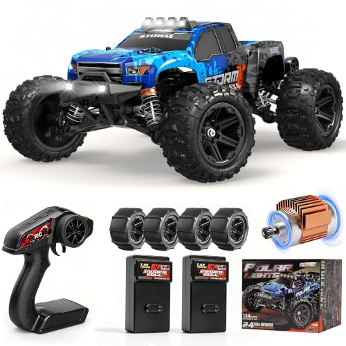 Ferngesteuertes Auto Erwachsene & Jungen - 1:14 All Terrain RC Auto 40+km/h | 4WD Offroad RC Truck 2.4Ghz RC Car mit Metallantriebsstrang 2 Wiederaufladbaren 1300mAh Hochleistungsakku, Zwei Reifensätze