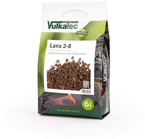 Vulkatec Lava 2-8 mm 6l Lavasplitt für Mulchen, Wegbelag, Dränschicht und Unkrautunterdrückung (6l. Sack)