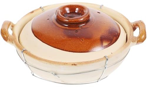 Gatuida Pentola da 800ml in Terracotta Granulare Doppia Maniglia Risparmio Gas, Resistente a Deformazioni per Cucina Casalinga per Stufati e Casseruole
