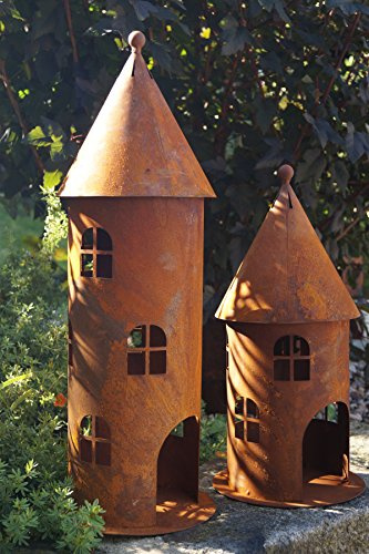 Rostalgie Edelrost Turm klein Höhe 42 cm Gartendekoration Leuchtturm Fenster - 1 Stück Turm klein
