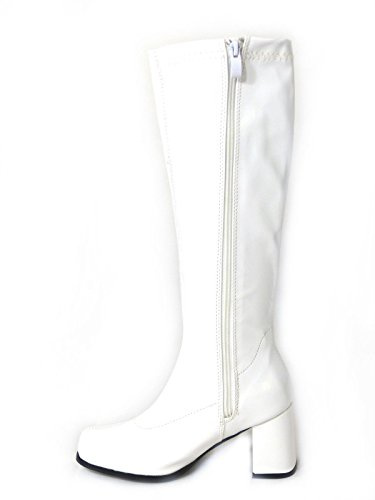 Gizelle Ladies Womens Fancy Dress Party GO GO Boots 1960s & 1970s Retro Sizes 3-12 (8, White Patent)