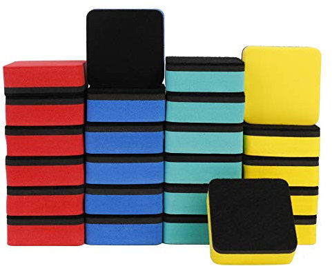 Whiteboard Schwamm Magnetisch Haftende 24er Trockenreinigung Wischer Reiniger für Kinder Zuhause Schulbedarf, Mini-Filz-Wischschaum Schrift und Zeichnungen für Notiztafeln, Flipcharts, Schaukästen