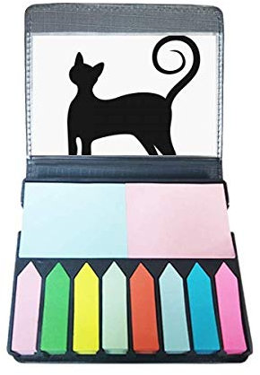 Schwarze Katze Meow Elegante Tier-Silhouette Selbstklebende Notizzettel Farbe Page Marker Box