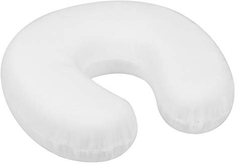 WELLGRO Nackenkissen mit abnehmbarem Bezug - Memory Schaum - Reißverschluss Reisekissen inkl. Transportlasche - ca. 28x28x9 cm (LxBxH) - Farbe wählbar, Farbe:Weiß