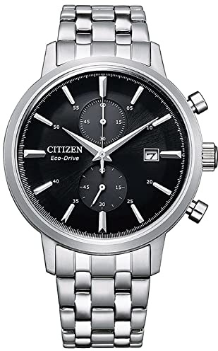 Citizen Herrkronograf Eco-Drive klocka med armband i rostfritt stål, svart, Armband