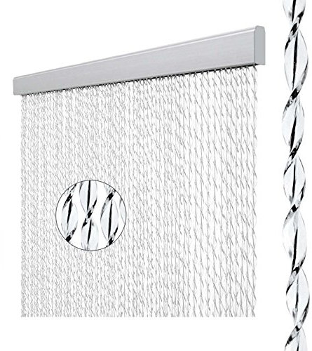 Arisol Türvorhang Fadenvorhang Camper Vorhang | 100% PVC | 60 x 190 cm | transparent/weiß/schwarz