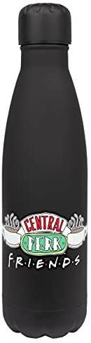 FRIENDS Trinkflasche Edelstahl Wasserflasche - BPA-freie Wasserflasche - Geschenke aus der TV-Show Merchandise mit Rahmen - Metall Wasserflasche - 750ml - Schwarz