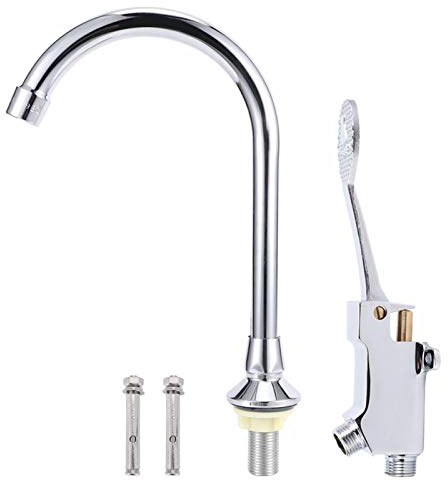 Rubinetto a pedale, rubinetto per acqua fredda in rame singolo da 2 pollici Facile da usare Accessori per il bagno Adatto per le scuole delle fabbriche ospedaliere