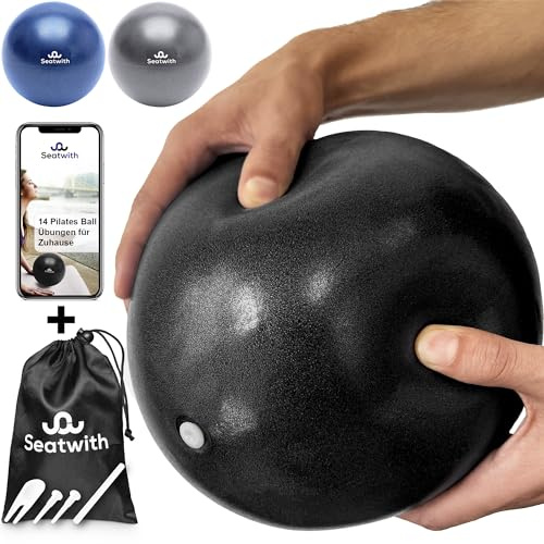 Seatwith Palla Pilates 23 cm - Borsa per Trasporto + E-book PDF Esercizi - Ideale Sia per Principianti che Non - Palla Pilates Piccola e Molto Leggera per Allenarsi a Casa, palla fitness piccola