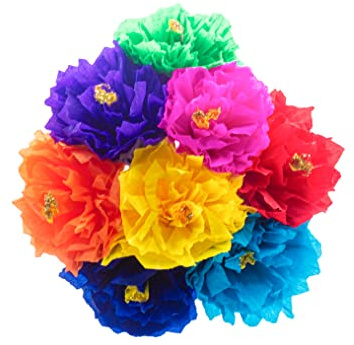 La Sol Imports Mexican Crepe Paper Flowers (8 Pack) Party Decoration Flores De Papel para Decoracion De Fiesta Multi Color (Poppies)