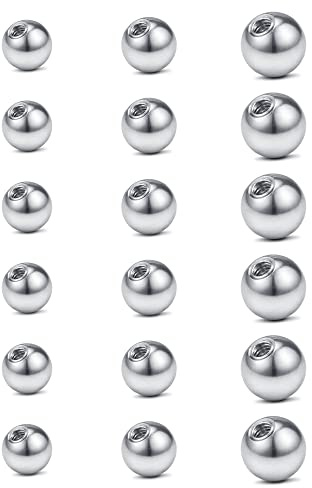 JFORYOU 14G Sfere di Ricambio per Gioielli da Piercing Sfere in Acciaio Chirurgico Filettate Esternamente Bilanciere Industriale Lingua Capezzolo Ombelico Piercing 5MM 6MM 8MM