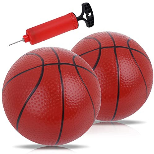 Grevosea 2palline da Basket per Bambini Beach Bouncy Balls Piccole Palline da Basket Mini Gonfiabili Balls di Alta qualità con Pompa e ago,Incluse per Interni ed Esterni,Piscina Feste(5,5 Pollici)