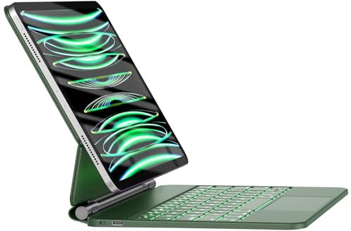 HOU tastiera per iPad Air 11(M2 2024/M3 2025)/Air 5th/Air 4th generazione iPad Pro 11 (4a/3a/2a/1a) generazione,design magnetico galleggiante,trackpad e tastiera Disposizione italiana,verde