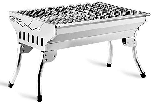 Samnuerly Parrilla de carbón para Barbacoa de Acero Inoxidable, Plancha de Barbacoa portátil Plegable para Exteriores, Aparato de Cocina para Camping, Senderismo, Picnic