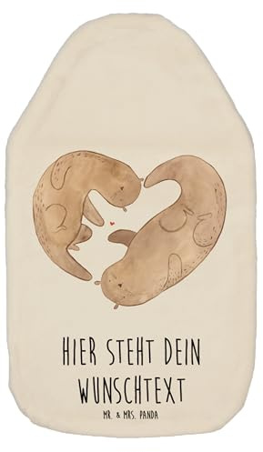 Mr. & Mrs. Panda Wärmflasche personalisiert Otter Herz - Weiß