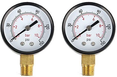 Y50 0-10 Bar or 0 to 150 psi Manometer Side Connection Thread 1/4 Diameter 40mm Pressure Gauge