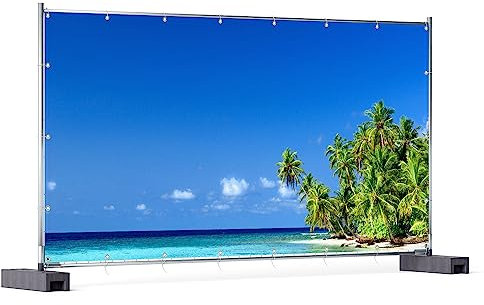 Wallario XXL Outdoor-Poster für Garten oder Balkon Blauer Himmel weißer Strand Palmen und das tiefblaue Meer, Motivbanner Größe: ca. 340 x 173 cm, Outdoor-Bild