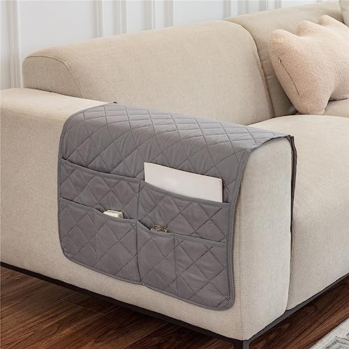 FANSU 2 Stück Armlehnenschoner, Sofabezug für Sofa-Armlehnen, Organizer für Sofa y Lehnstuhl, Sesselbezug mit Taschen, Relax-Sesselbezug (Grau)
