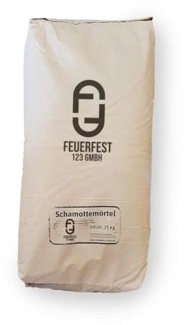Schamottemörtel [Menge 25 kg] - Für Kaminöfen, Öfen & Grills - Feuerfester Mörtel 1.450 °C hitzebeständig - keramische Abbindung - Kaminmörtel Reparaturmörtel für Schamotte