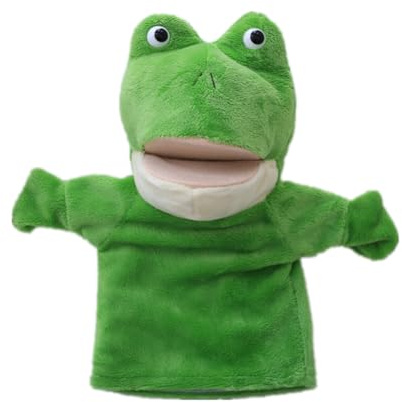 Proumhang Handdockor för barn, mjuk plysch Zoo Animal Puppet för barn småbarn pojkar flickor,För fantasifull lek, showteater, festtillbehör (stora rörliga munnar) Groda 25cm