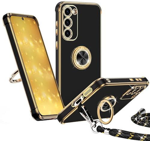Keteen Handyband für Samsung Galaxy S20 FE Hülle mit Band, Handyhülle für Samsung S20 FE mit 360° Metall Ring Halter Ständer Dünn Stoßfeste Anti-Kratzt Schutzhülle für Samsung Galaxy S20 FE, Schwarz
