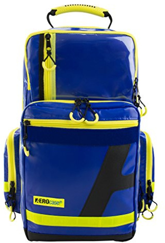 AEROcase Pro1R PL1C Notfallrucksack leer Rot - Rucksack aus robuster Plane, 5 Modultaschen, ausklappbare Front, 36 x 47 x 26 cm - Rettungsdienst Rucksack, Erste Hilfe Rucksack, Sanitätsrucksack (Blau)