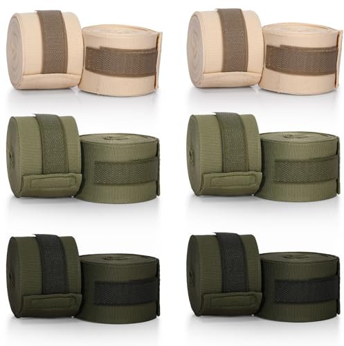 Junkin 6 Pairs Boxing Hand Wraps for Boxing Wraps Wrist Pugilism Handwraps for Men Women Kickboxing Muay Thai MMA(Beige, Army Green, Dark Green,180 Inch)