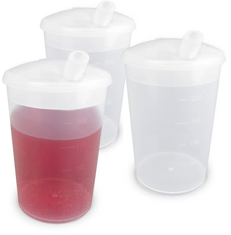 Lot de 3 gobelets en plastique avec couvercle pour adultes, personnes âgées, personnes handicapées, petits couvercles