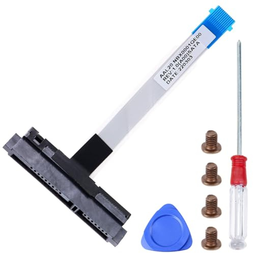 ZHUROUPU 7 Pcs SATA Hard Drive HDD Connector Cable Replacement for Inspiron 5552 5555 5558 5559 5566 Vostro 3458 3459 3558 3568 (Black) Incl.Removal Tools Kit