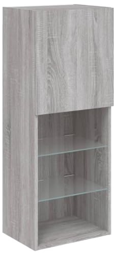 vidaXL TV Schrank, Fernsehschrank mit LED-Leuchten, Lowboard HiFi Schrank mit viel Stauraum, Wandmontage Fernsehtisch TV Möbel, Grau Sonoma