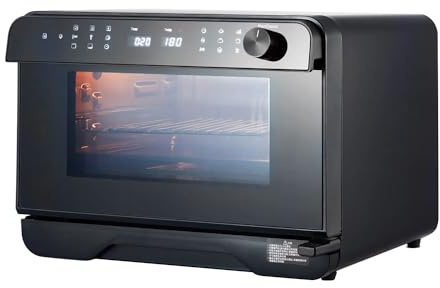Forno a Vapore con Friggitrice ad Aria per Cottura Lenta - Forno ad Aria Ideale anche per Scongelare ed Essiccare, 46x41.6x33.5cm, 25L, 1500-1800W, Nero