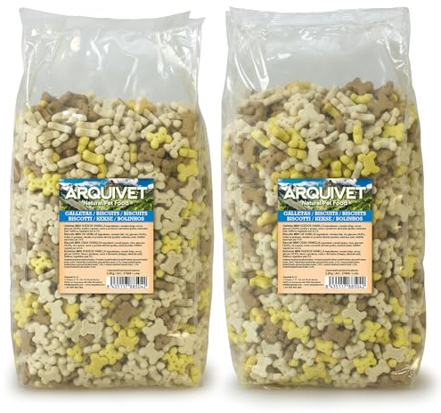ARQUIVET PACK 2 Confezioni Biscotti Mini Ossa alla Vaniglia - 2,50 kg - Snack per cani