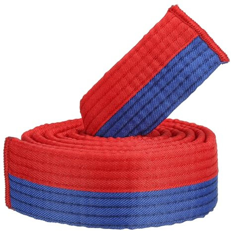 PATIKIL Taekwondo Farbiger Ranggürtel, 1,6 x6,6 Ft 2M Polyester Kampfsport Judo Karate Gürtel für Unterricht Praxis, Blau-Rot