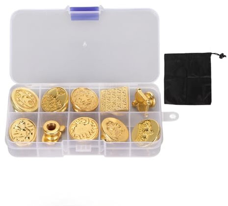 Cyrank Wachsstempel, 10 Stück, Schmelzendes Wachssiegel, Goldwachs Für Stempelsiegel, Wachssiegelstäbe Mit Aufbewahrungsbox, Wachsumschlag, Siegelstempel-Set, Wachssiegel Für Hochzeitseinladungen