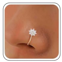 Xmsrn Anneau Nez Cristal Fleur Vintage Strass, Manchette Cuivre Faux Or Non Percé Femmes Filles