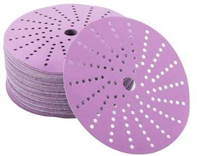 Hihaha Discos De Lijado Papel De Lija Redondo Con Gancho Y Lazo Metal Madera Reparación Automotriz Base De Papel Durabilidad Y Flexibilidad 6 Pulgadas 2000 Granos 50 Pzas Púrpura