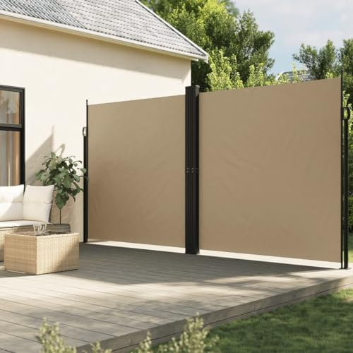 ZEYUAN Seitenmarkise Ausziehbar Beige 220x1200 cm, Windschutz Terrasse, Balkon Windschutz, Balkon Sichtschutz, Sichtschutz Zaun, Sichtschutzzaun, Markise Balkon, Sichtschutzwand - 4004870