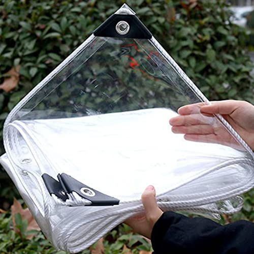 Bâche transparente imperméable en plastique PVC avec œillets - 2,2 m x 3,6 m - Pour parterres de fleurs - 500 g/m²