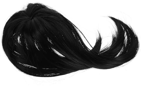 CALLARON Haarteil Für Dünner Werdendes Haar 25cm Lang Synthetischer Haartopper Mit Clip Befestigung Natürliche Schwarze Perücke Frauen Graue Haare Kaschieren