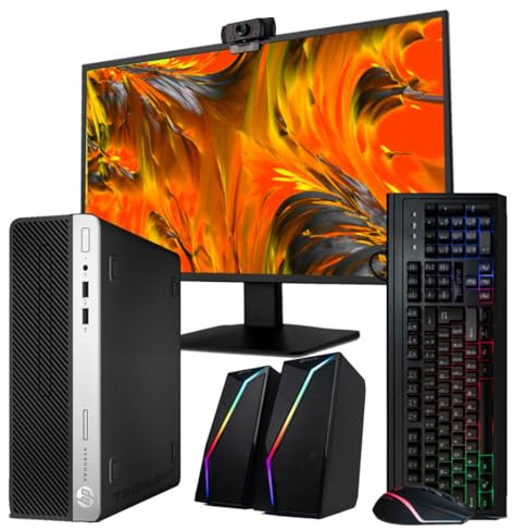 HP Windows 11 Desktop Computer | 16GB RAM + 500GB SSD | Intel i5 | 16GB RAM + 500GB SSD | 24 LCD | WiFi 6 AX200 + BT | RGB Keyboard/Mouse + Speakers | Webcam | Home or Office PC (Renewed)