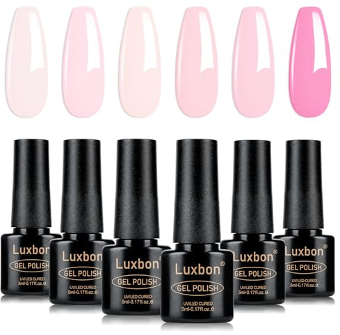 Luxbon 6 st gelnagellack - vårfärguppsättning långtidsverkande gelnagellack, uv-led Soak Off Nail Art Designs Manikyr Kit 003