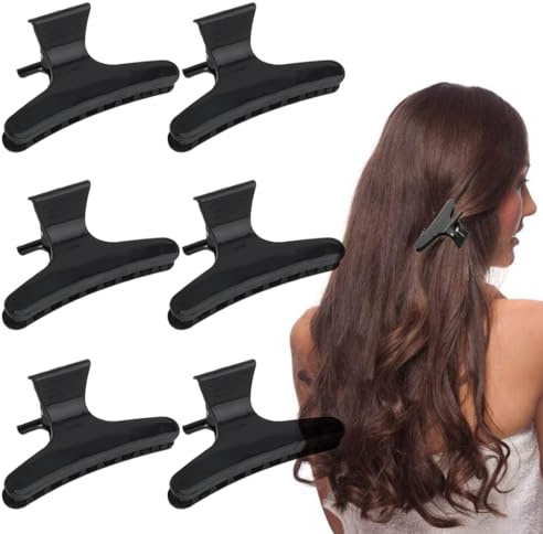 6x pince à cheveux papillon, pince à cheveux en plastique Papillon noir outils de coiffure Convient aux outils de coiffure pour filles