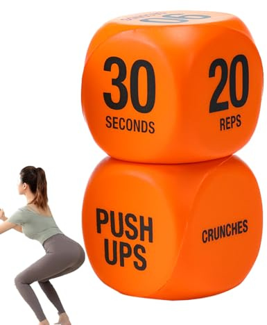 Ahuuen Dé De Fitness,1 Paire Jeu De Dés d'exercice pour Salle De Sport 6 Faces | Équipement Fitness Gadgets De Musculation pour Débutants Hommes Femmes Voyage Bureau Maison Extérieur Hôtel Salle De