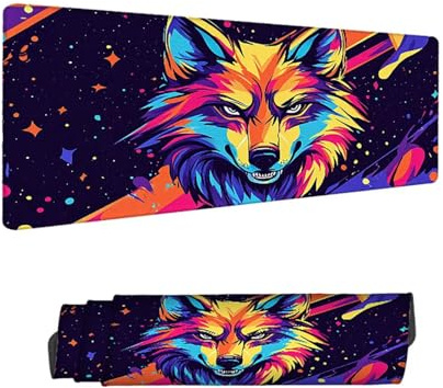 Mouse Mat Color Gaming Mouse Pad 1200 x 600 MM XXL Extended Desk Mat, Keyboard Mousepad Wolf, Water-Resistant Surface and Non-Slip Base Mousemat, for Gaming Office Desk Accessories for Men H-12192