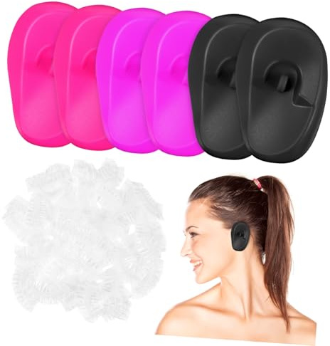 Alipis Protettori per Orecchie in Silicone e Plastico 206 Pezzi Monouso per Protezione Auricolare Durante Tinta Chioma e Doccia a Casa