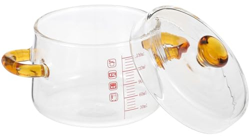 Ramequin en Verre à Double Poignée avec Couvercle 150 Ml | Cuisson au Four, Cuisson Vapeur pour Œufs, Verre Borosilicaté Transparent, 1 Pièce