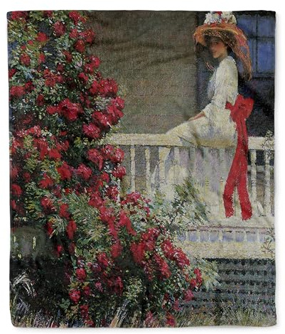 3dRose The Crimson Rambler by Philip Leslie Hale Victorian Lady and Roses Silktouch Minky Blanket