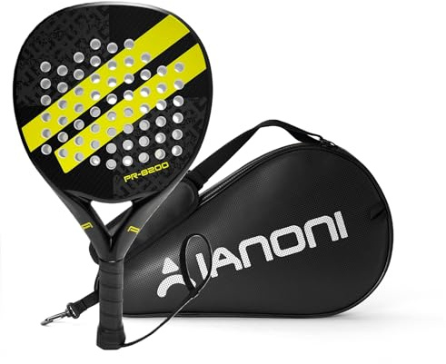 ianoni Padel Racket with Bag Carbon Fiber Surface with EVA Memory Flex Foam Core Padel Tennis Racquets Paddle Tennis Racket-8200 yellow