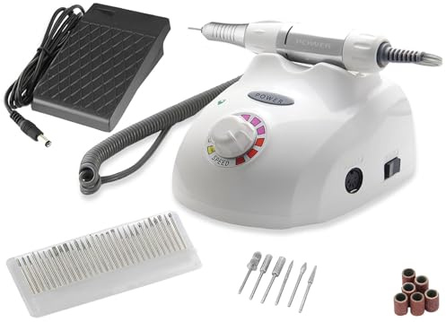 Profi Maniküre und Pediküre Gerät mit Fräser-Set bis 25.000 U/min Weiß | Elektrische Nagelfeile zur Nagelpflege oder Hornhautentfernung mit 35 Diamantschleifer für ein attraktives Erscheinungsbild