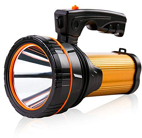 MAYTHANK Extrem hell LED Taschenlampe Hochleistungs usb Aufladbar Handscheinwerfer 4 Akku Batteriebetrieben Wiederaufladbar Suchscheinwerfer Strahler Gross Tragbarer Flashlight Torch 1 Jahr Garantie